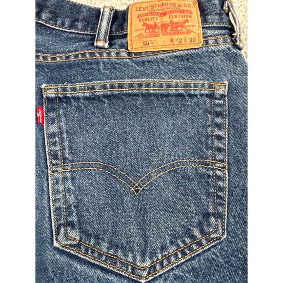Levis 505 Mens Regular Fit Jeans W42 Blue Denim Heavy Duty Work Outdoors - Picture 8 of 13